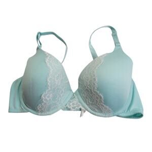 Maidenform Adjustable Underwire Bra Blue Floral Lace Full Coverage Size 38C